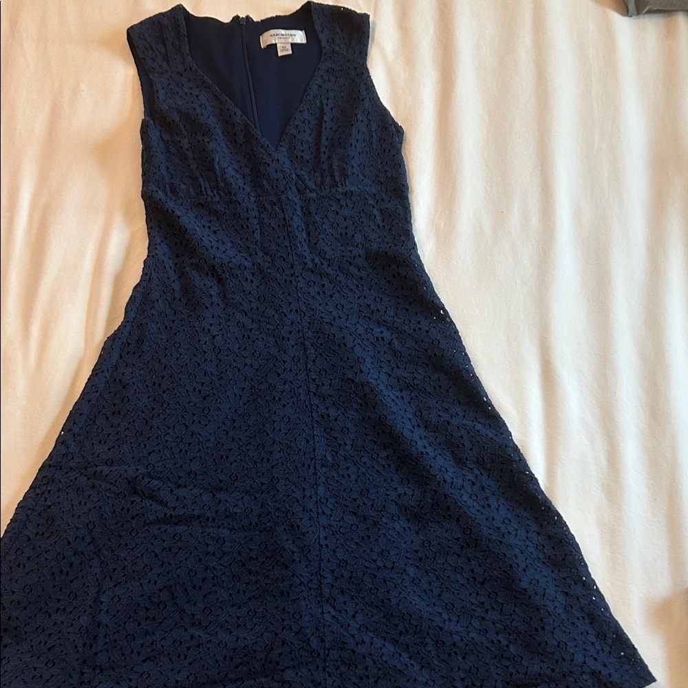 Isaac Mizrahi Navy Lace Midi Dress